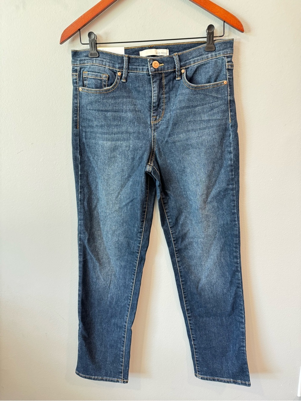 New Ella Moss Straight-Leg Jeans in Dark Blue Wash Sz 6